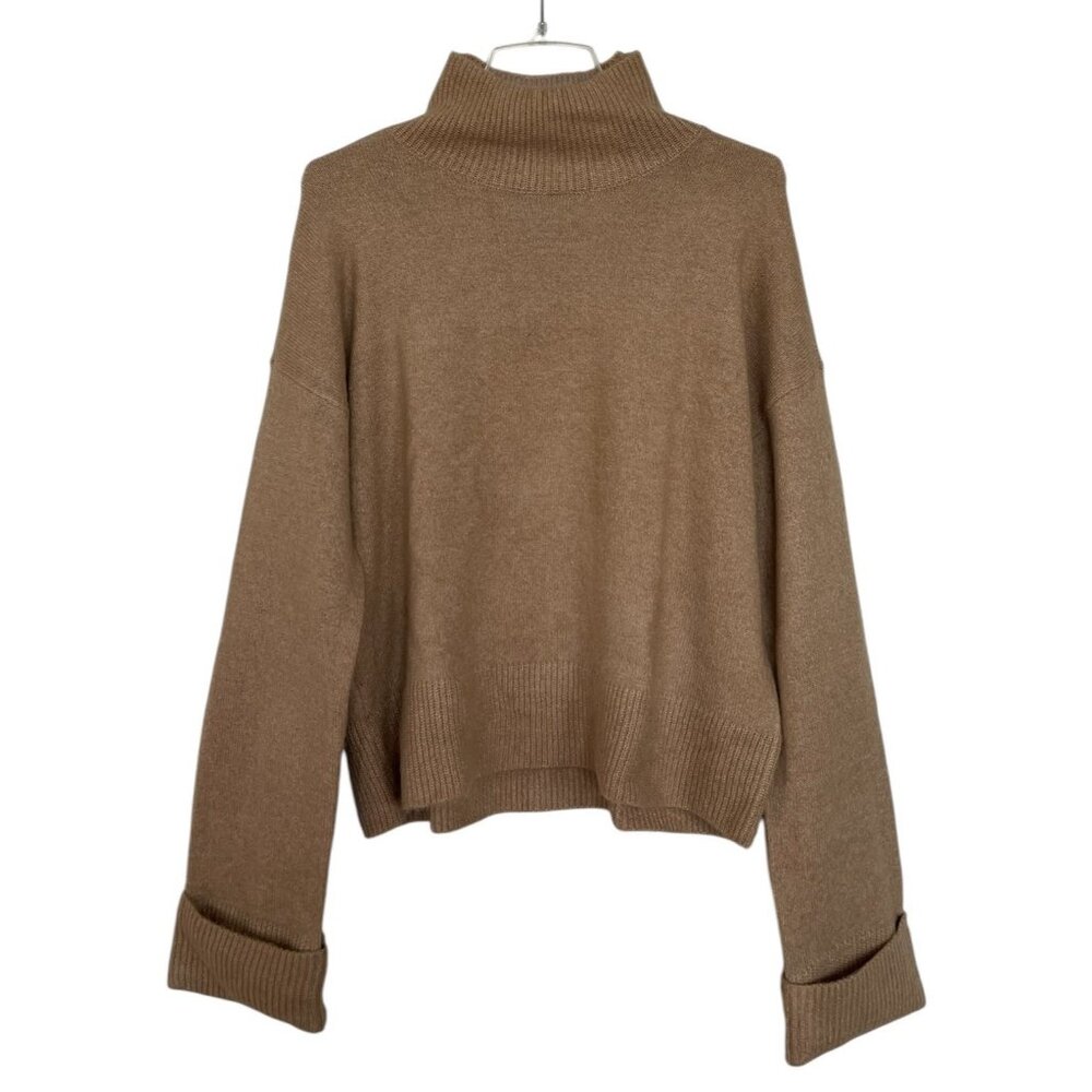 1 State Sweater Womens Size Medium Brown Camel Mock‎ Neck Long Sleeve